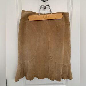 Tan Suede Skirt, genuine leather size 6 coastal cowgirl western